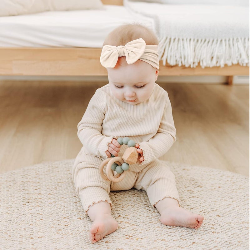 Prohouse 20PCS Baby Nylon Headbands Hairbands Hair Bow Elastics for Baby Girls Newborn Infant Toddlers Kids(Clay) - Image 3